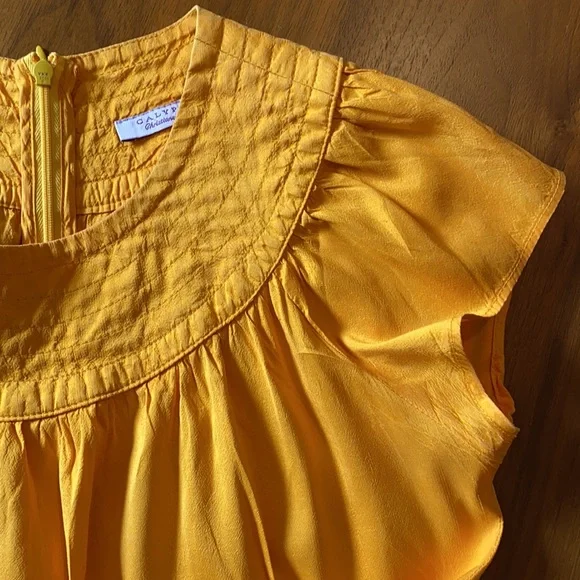 Calypso bright yellow-orange silk dress - Picture 2 of 7